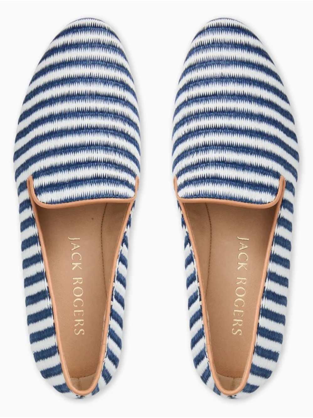 Jack Rogers Women's Blue & White Striped Slip-On Bradley Loafers New in Box